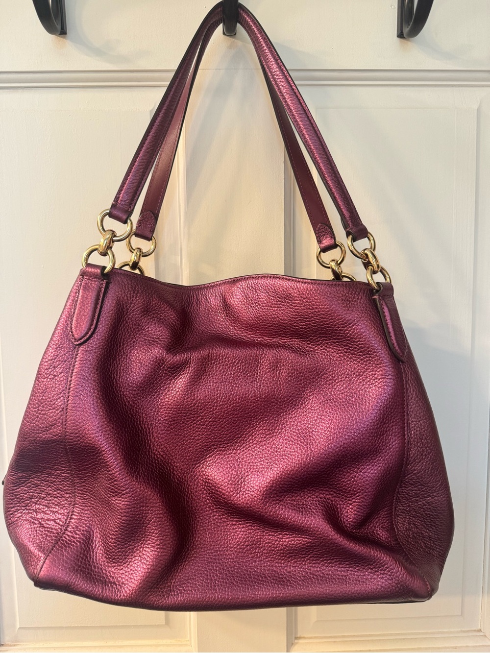 Coach style F80271 Hallie Shoulder Bag metallic pebble leather unicorn 🦄 - Picture 5 of 12